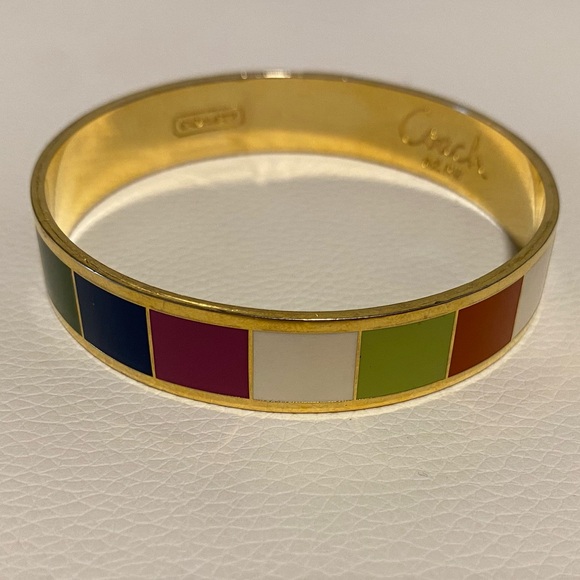 Coach Jewelry - Coach 65th Anniversary Multicolor Striped Enamel Bangle Bracelet